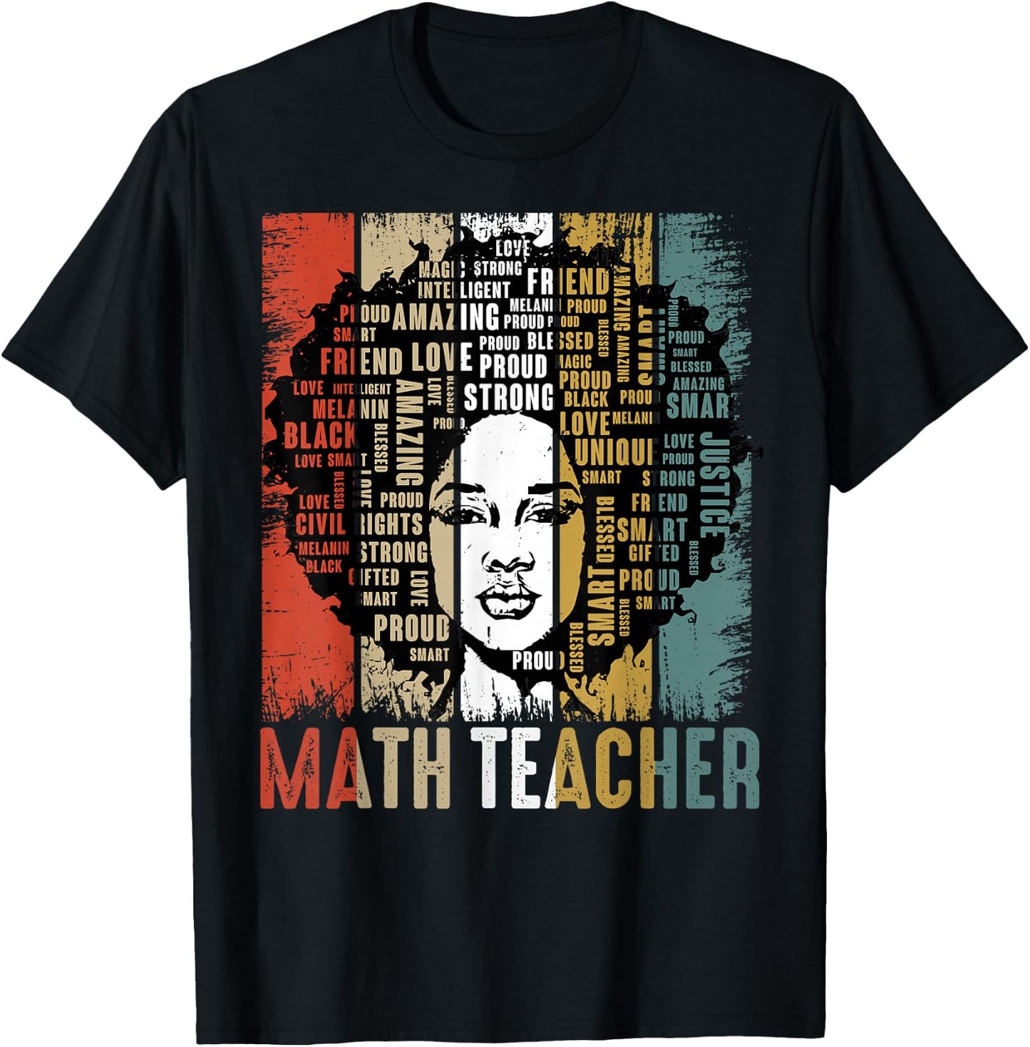 Math Teacher Afro African American Women Black History Month T-Shirt - T-Shirt | Black