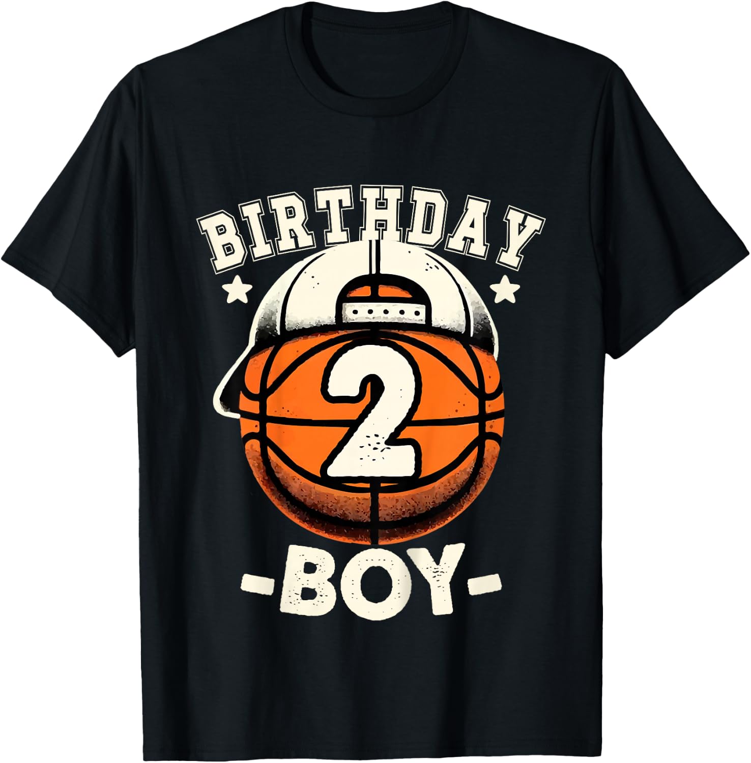 Kids 2nd Birthday Boy 2 Year Old Basketball Theme Decorations Boy T-Shirt - T-Shirt | Black