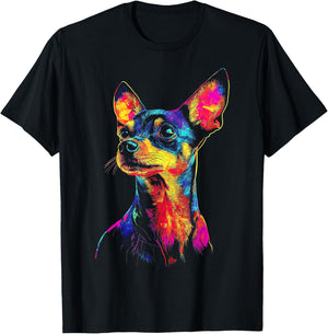 Miniature Pinscher Dog Motif Pet Artwork Miniature Pinscher Women Kids T-Shirt - T-Shirt | Black