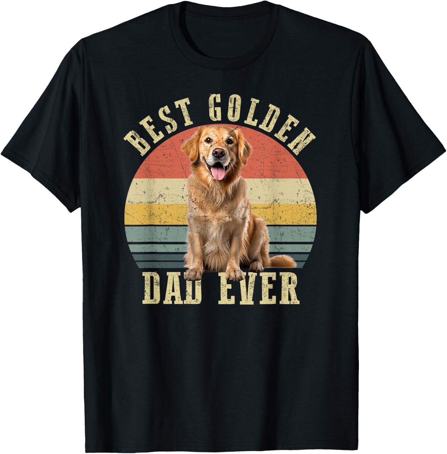 Best Golden retriever Dad Ever Retro Dog Vintage T-Shirt - T-Shirt | Black