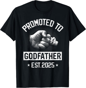 Promoted To Godfather Est 2025 Pregnancy Announcement T-Shirt - T-Shirt | Black