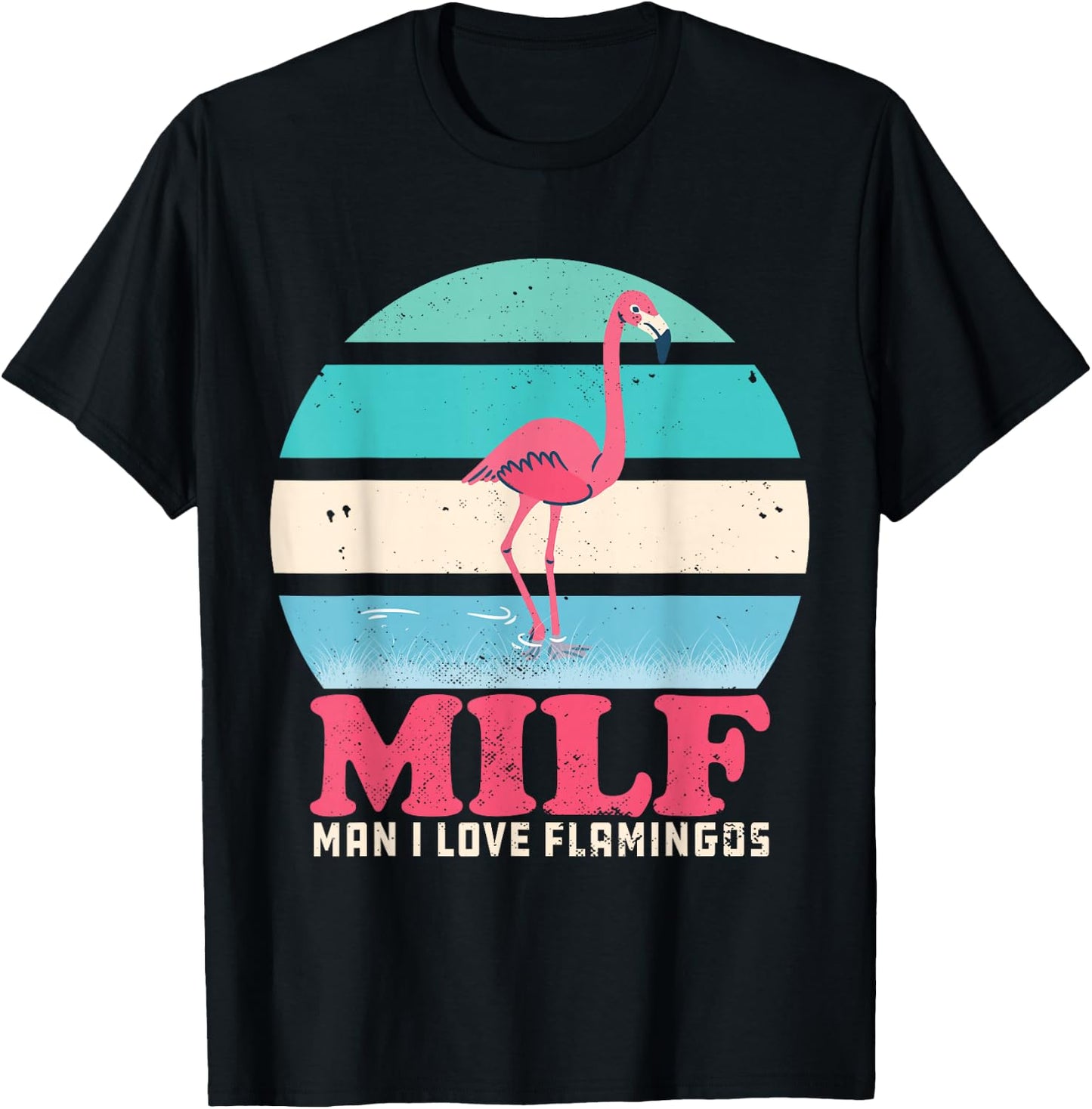I Love Flamingos Vintage T-Shirt - T-Shirt | Black