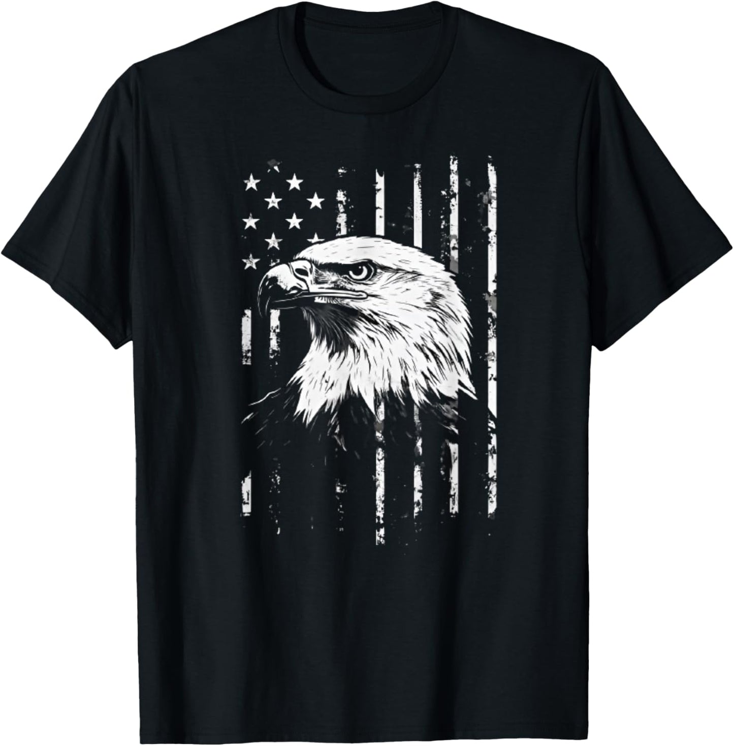 Patriotic American Eagle Men Women 4th of July USA Flag T-Shirt - T-Shirt | Black