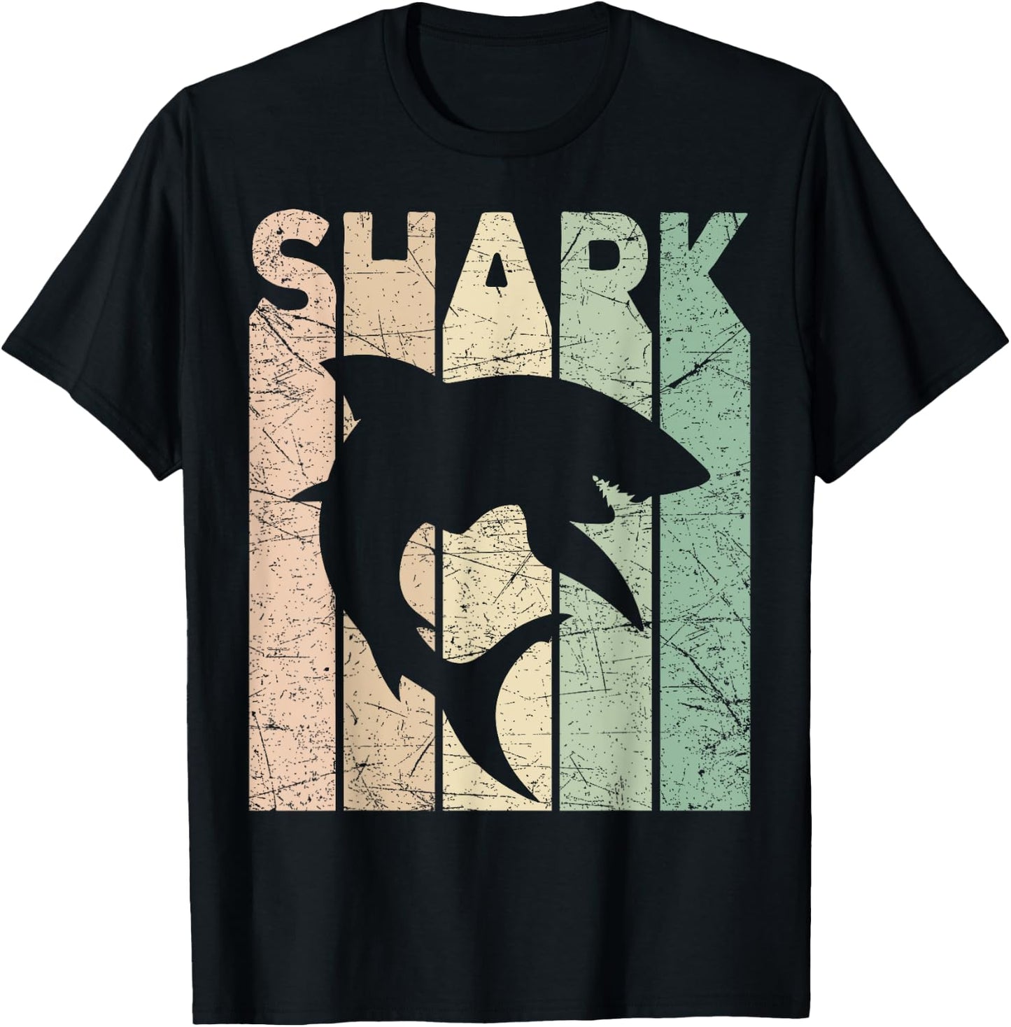 Shark Vintage Marine Animal Shark Lover Retro Oceanography T-Shirt - T-Shirt | Black