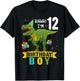 12 Year Old Shirt 12th Birthday Boy T Rex Dinosaur T-Shirt - T-Shirt | Black