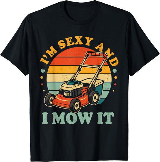 Funny Father Mows Best Mowing is My Therapy Lawn Mower Dad T-Shirt - T-Shirt | Black