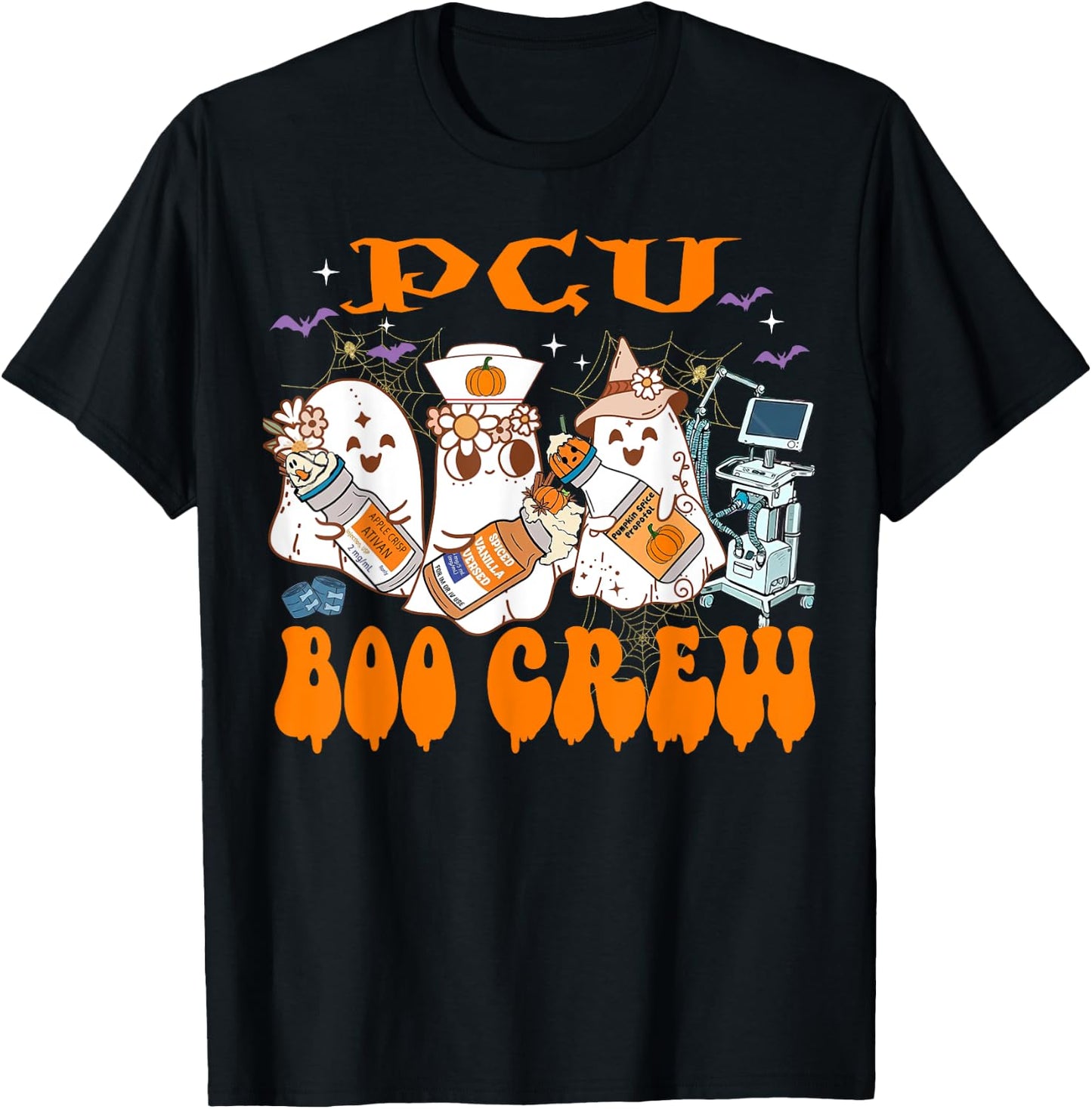 PCU Nurse Halloween Anesthetist Boo Crew Squad T-Shirt - T-Shirt | Black