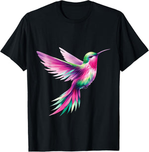Colorful Hummingbird Lover Nature Graphic T-Shirt - T-Shirt | Black
