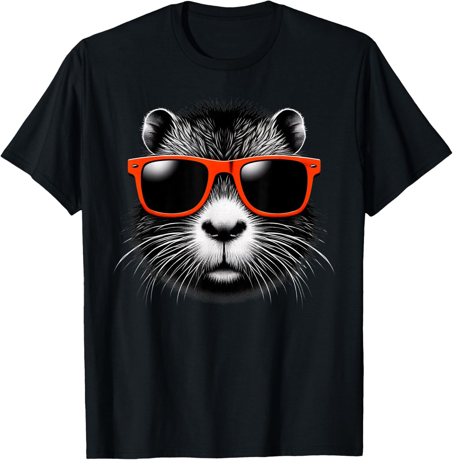Cool Nutria Wearing Sunglasses Graphic Art T-Shirt - T-Shirt | Black