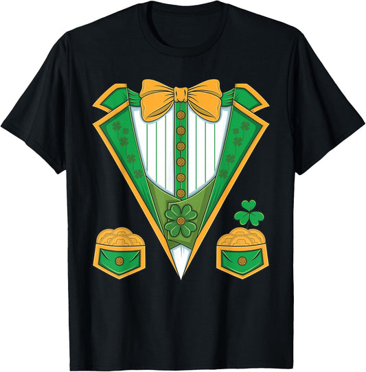 Leprechaun Costume St. Patrick's Day Tuxedo Kids Men Boys T-Shirt - T-Shirt | Black