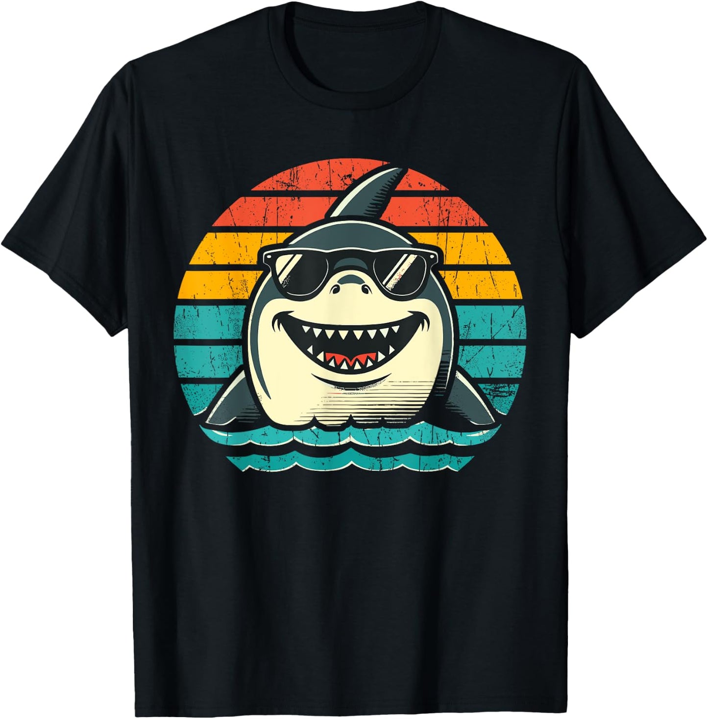 Shark with Sunglasses Animal Shark T-Shirt - T-Shirt | Black