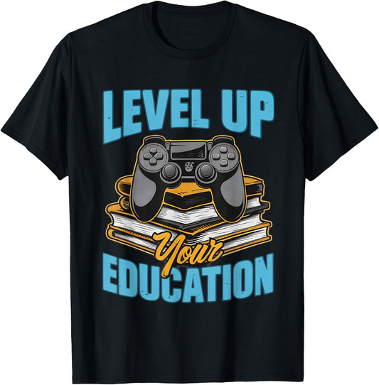 Level Up Your Education Gaming Inspired Teacher T-Shirt - T-Shirt | Black