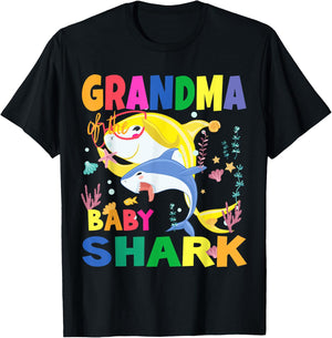 Birthday Shark Grandma of Birthday Shark birthday matching T-Shirt - T-Shirt | Black