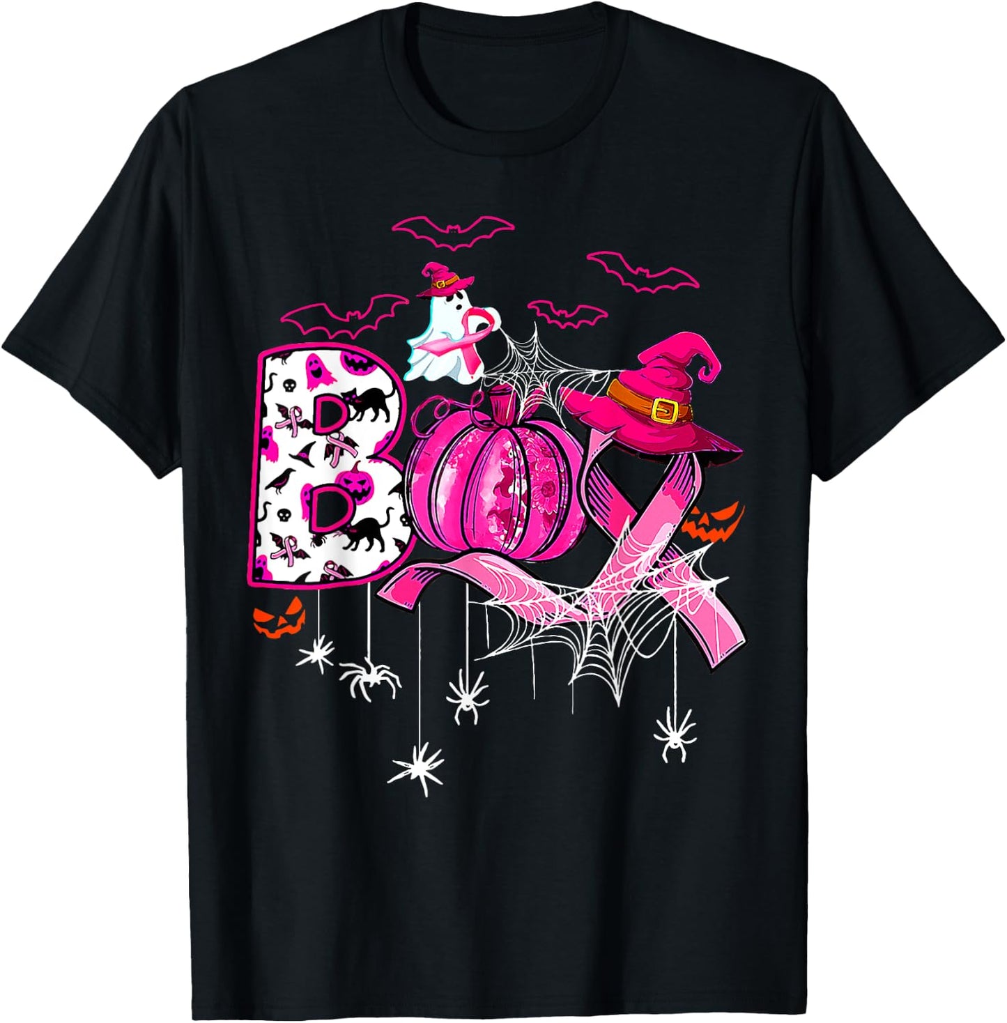 Boo Breast Cancer Is Boo Sheet Pink Ribbon Ghost Halloween T-Shirt - T-Shirt | Black