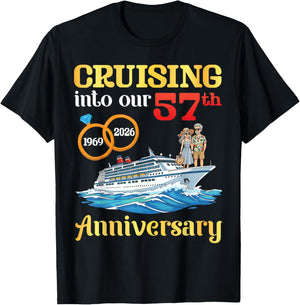 Cruising into Our 57th Anniversary from 1969 to 2026 Couple T-Shirt - T-Shirt | Black