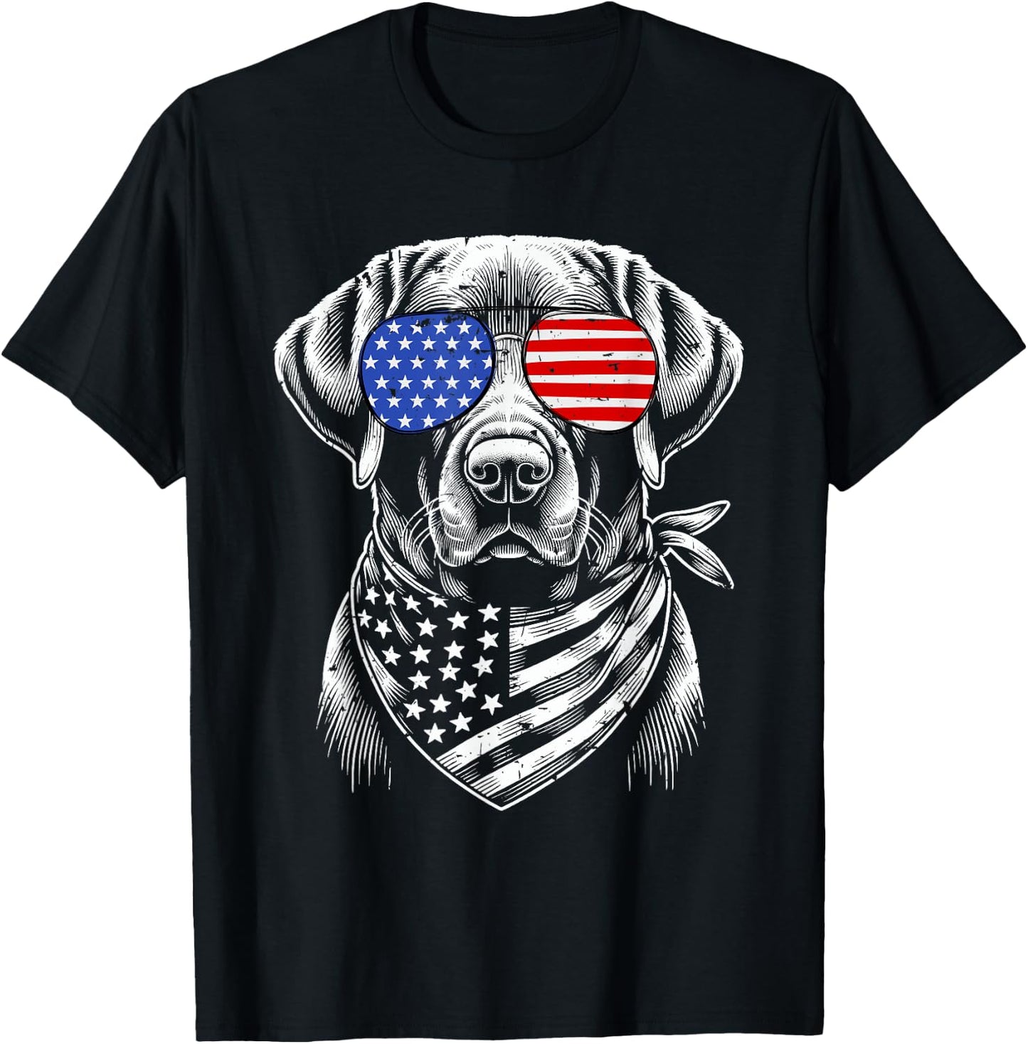 Labrador Retriever Patriotic 4th of July American US Flag Kids Men T-Shirt - T-Shirt | Black