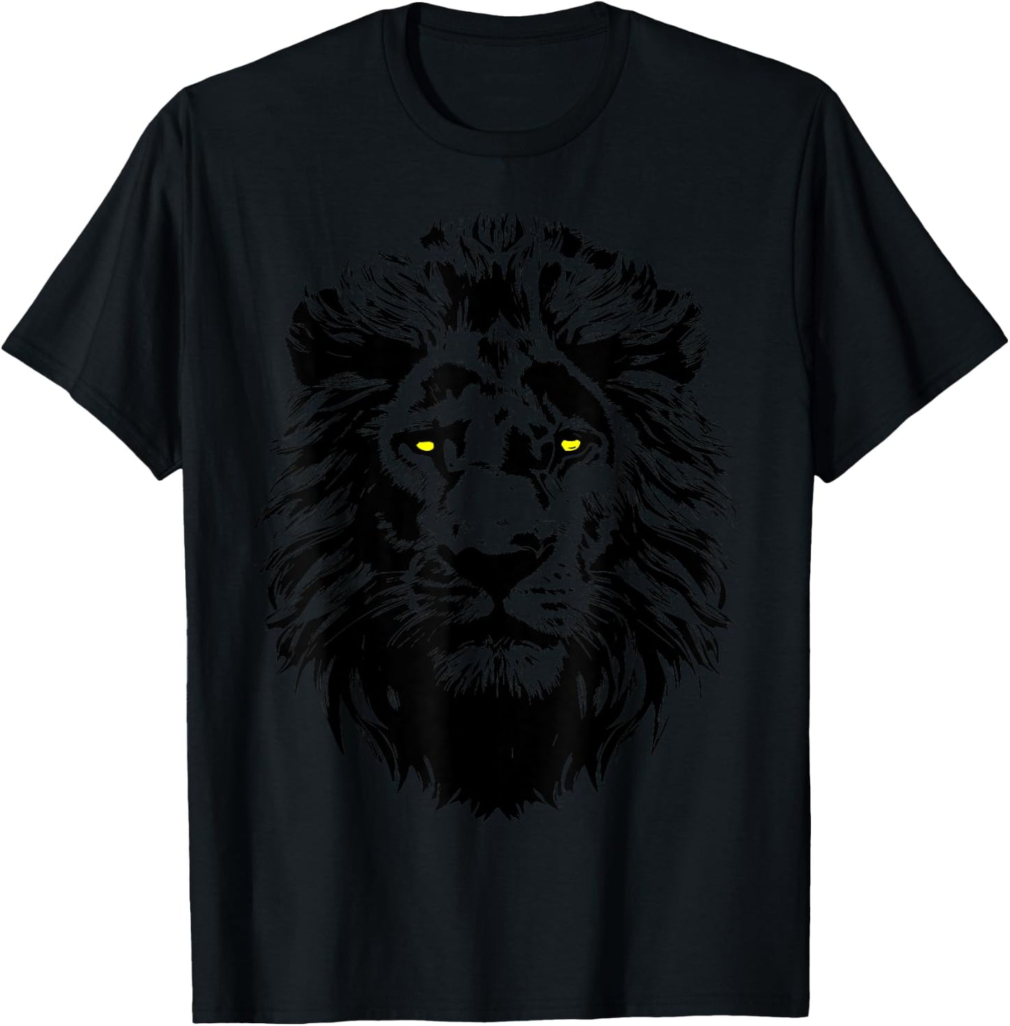 Lion, Gazing Eyes Lion Head, Lion Face, Lion Head T-Shirt - T-Shirt | Black