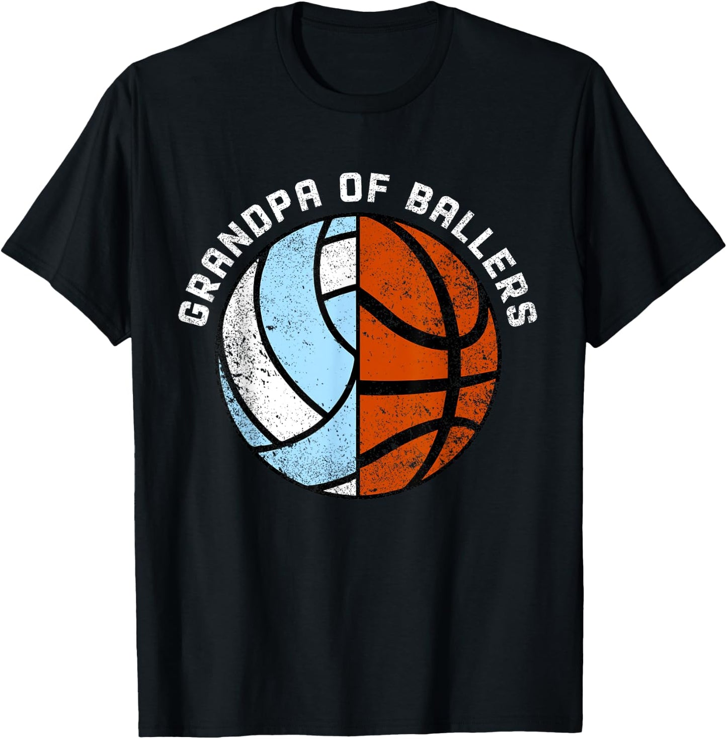 Grandpa Of Ballers Funny Volleyball Basketball Grandpa T-Shirt - T-Shirt | Black