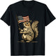 Fourth of July 4th of July Patriotic American Flag Squirrel T-Shirt - T-Shirt | Black