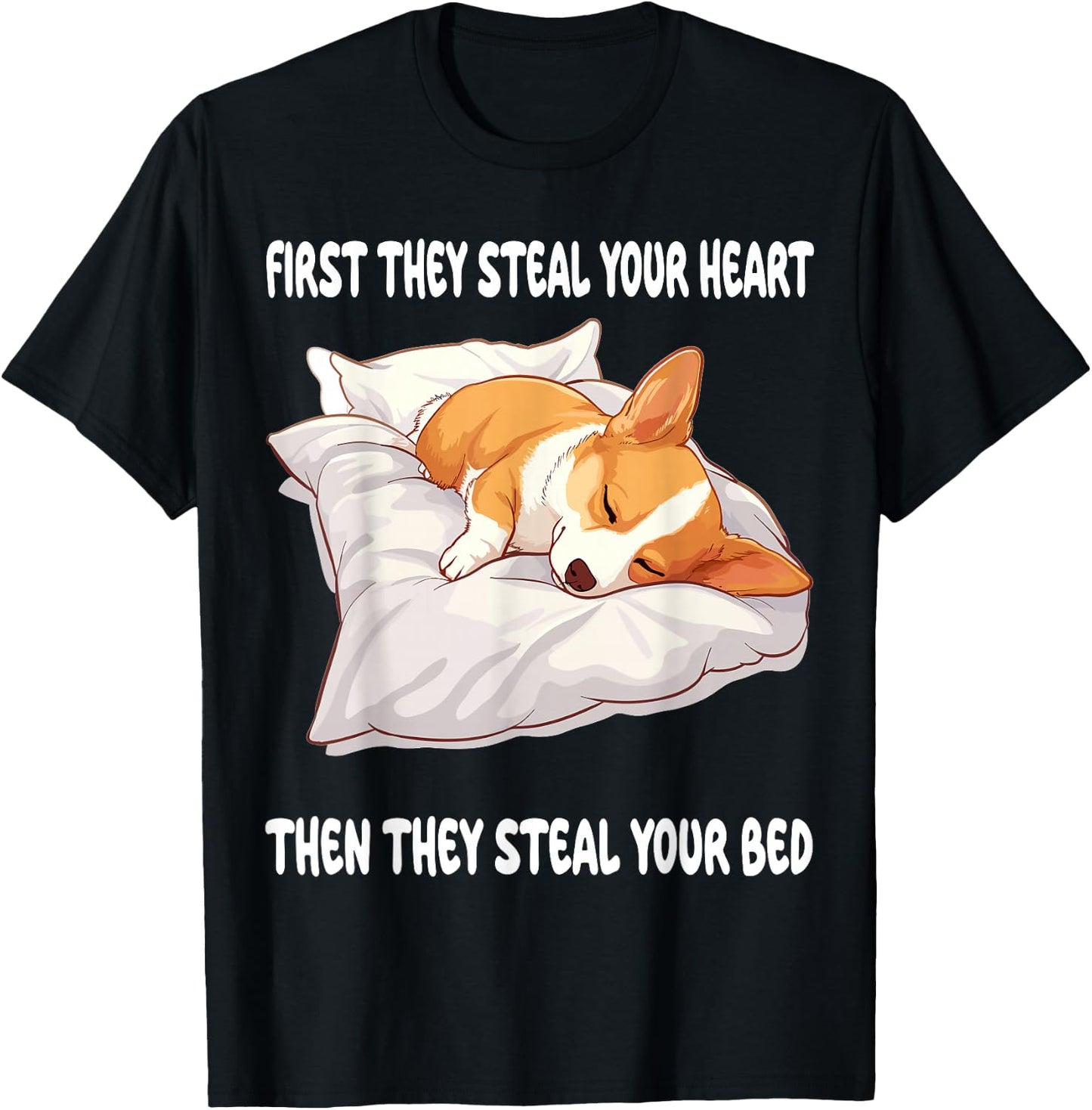 Welsh Corgi Pembroke Sleeping Pajamas Nightgown T-Shirt - T-Shirt | Black