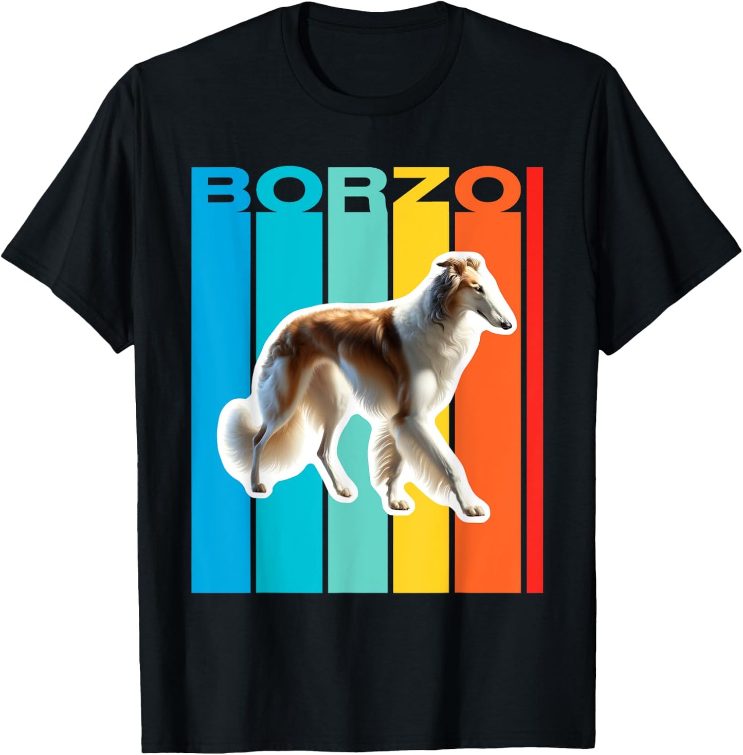Colorful Borzoi T-Shirt - T-Shirt | Black