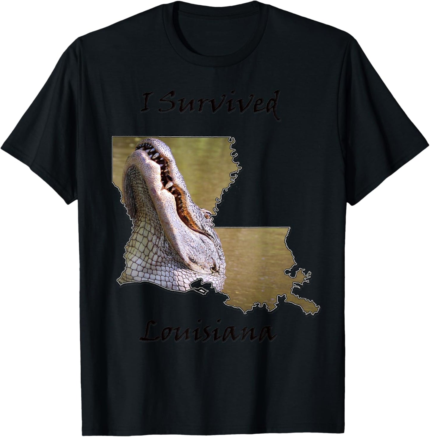 Louisiana Alligator Southern Survival Gator Swamp Design T-Shirt - T-Shirt | Black