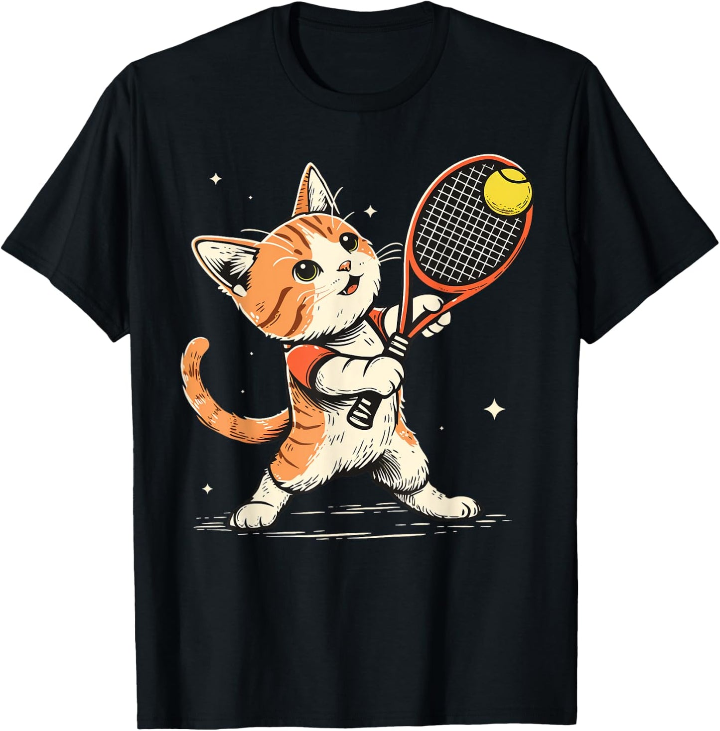 Tennis player Cat on Tennis T-Shirt - T-Shirt | Black