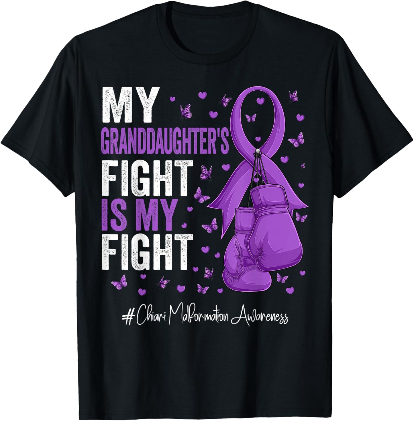 Purple Ribbon Granddaughter Chiari Malformation Awareness T-Shirt - T-Shirt | Black