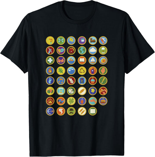 Disney Pixar Up Wilderness Explorer Badges Collage T-Shirt - T-Shirt | Black