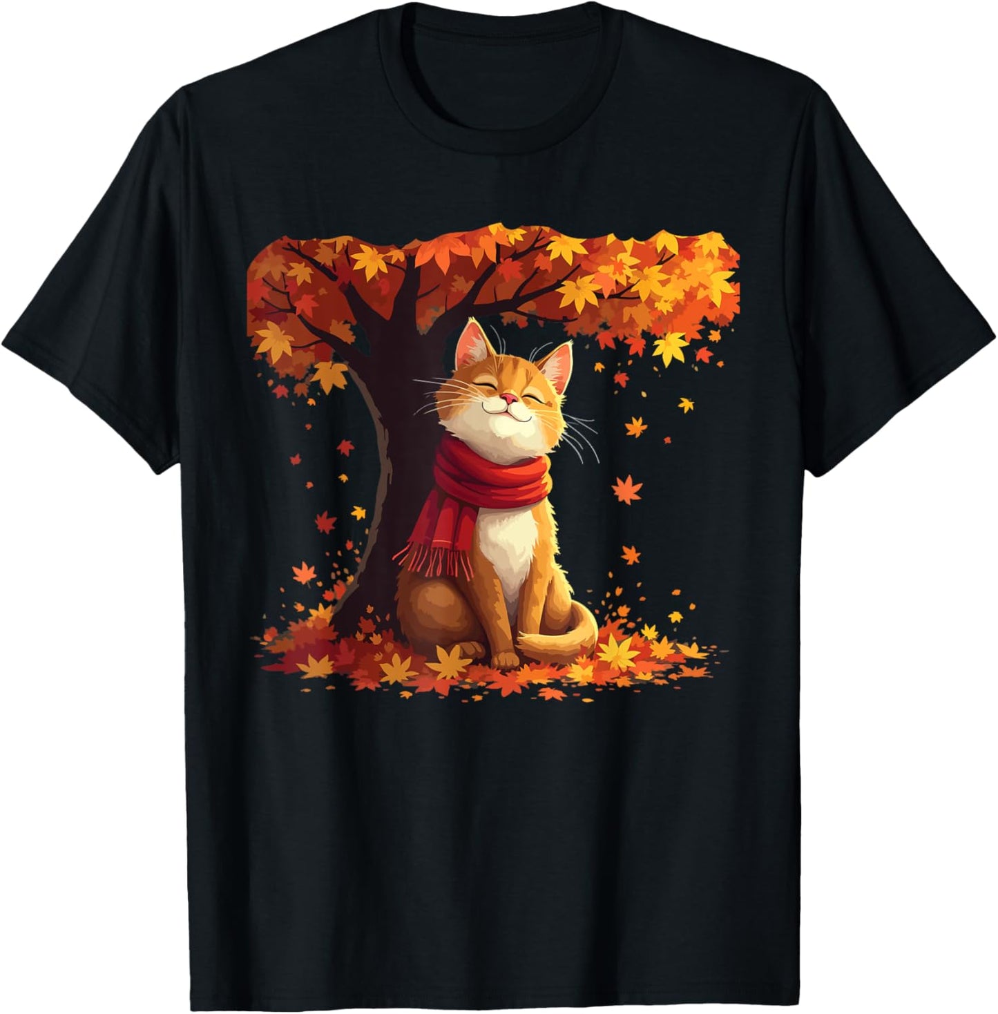 It's Fall Y'all Cat Leaf Fall Tree Hello Autumn Thanksgiving Men Women Girls Kids T-Shirt - T-Shirt | Black