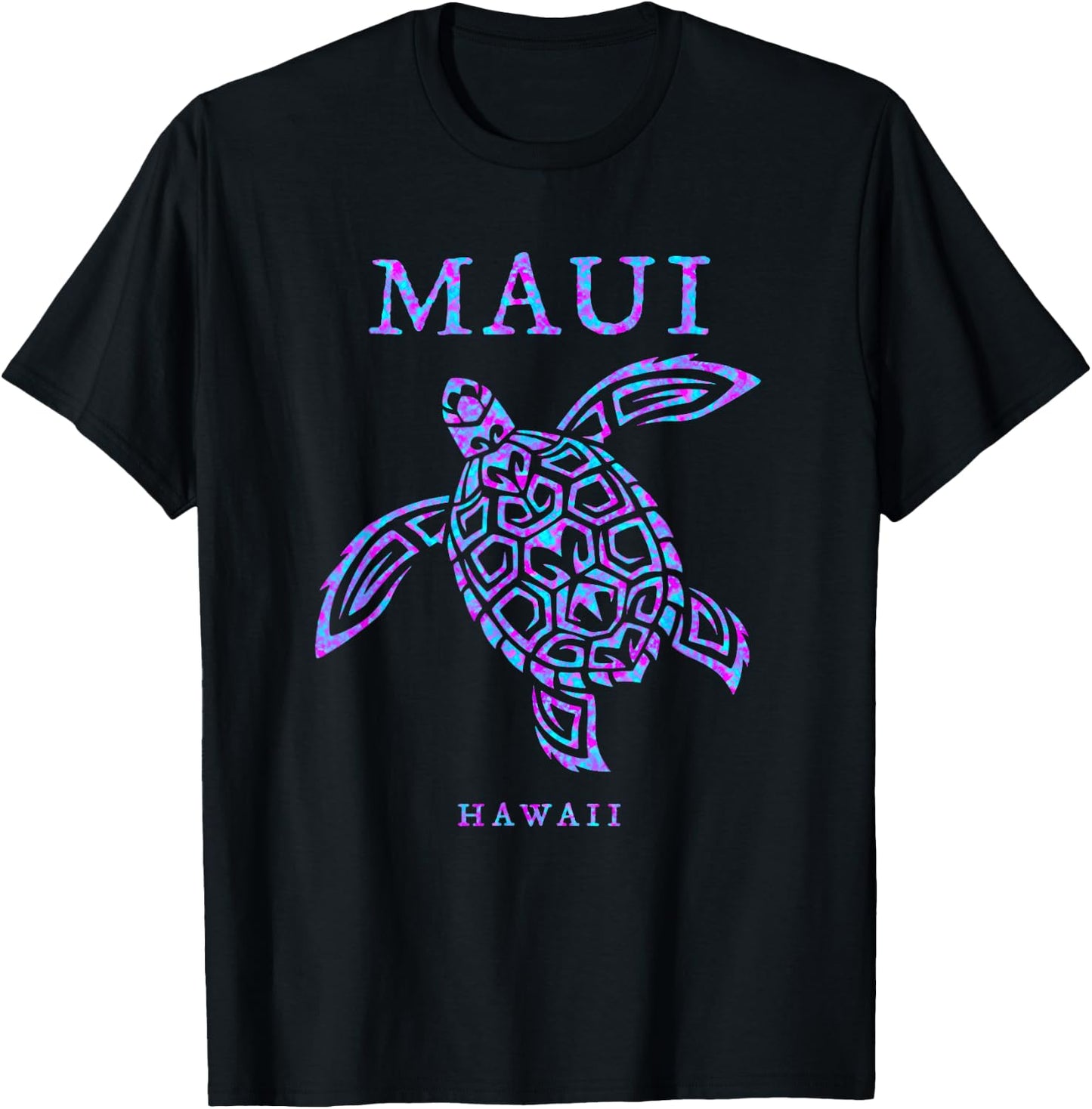 Maui Hawaii Sea Turtle Beach Vacation Souvenir Colorful T-Shirt - T-Shirt | Black