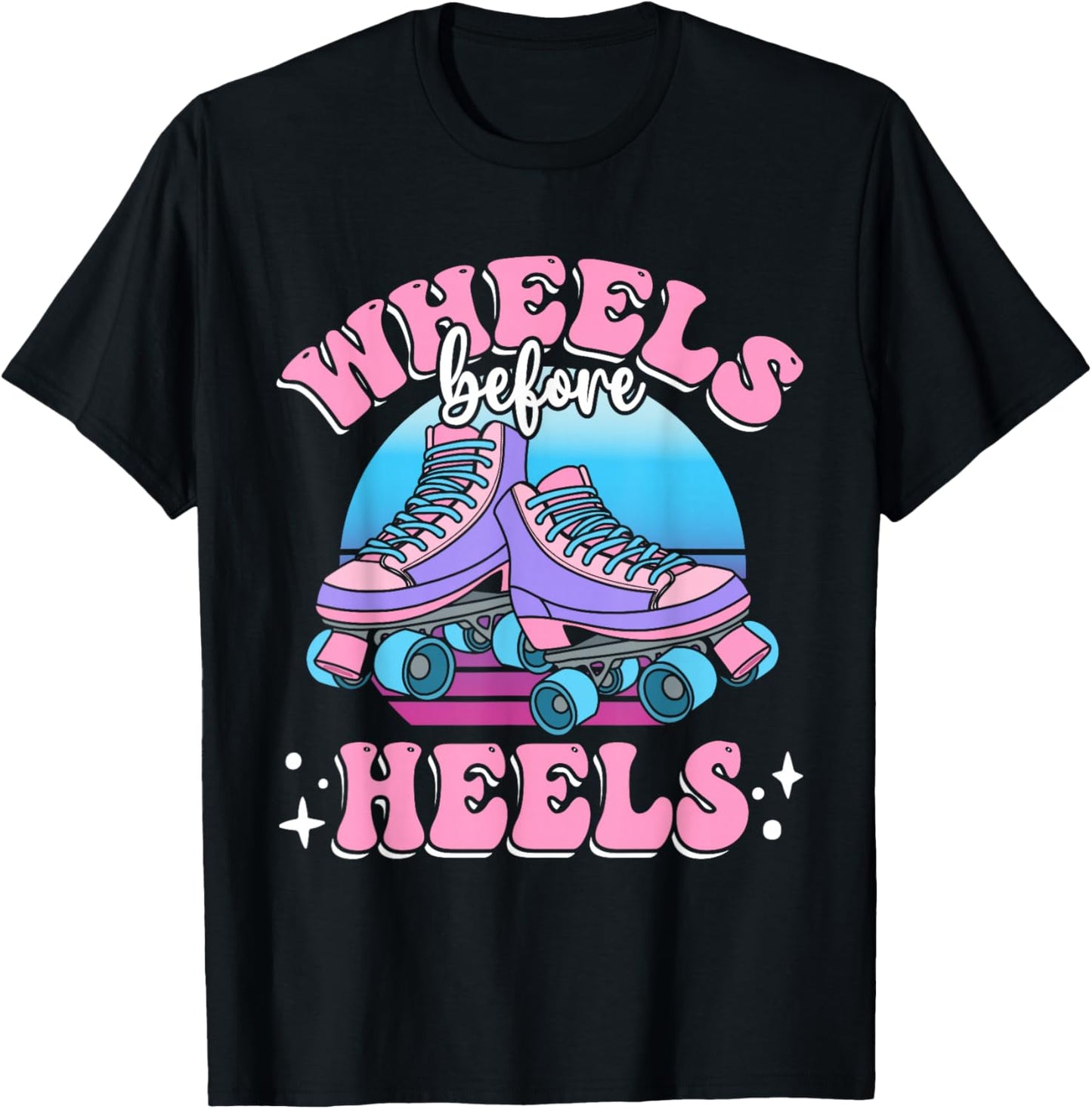 Roller Skating | Kids | Wheels Before Heels T-Shirt - T-Shirt | Black