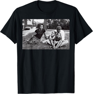 Barack Obama Young with Kids and Michelle T-Shirt - T-Shirt | Black