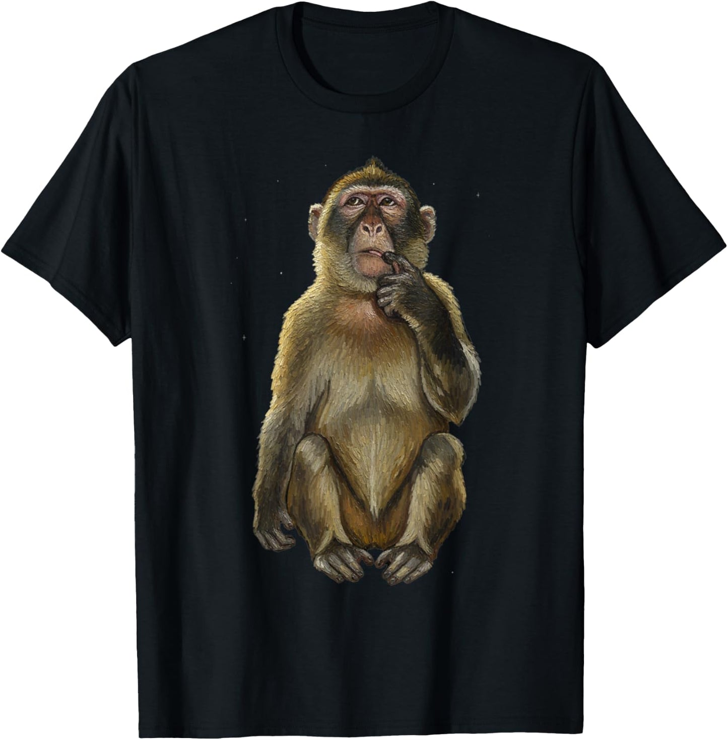 Funny Thinking Monkey Memes Brainrot T-Shirt - T-Shirt | Black