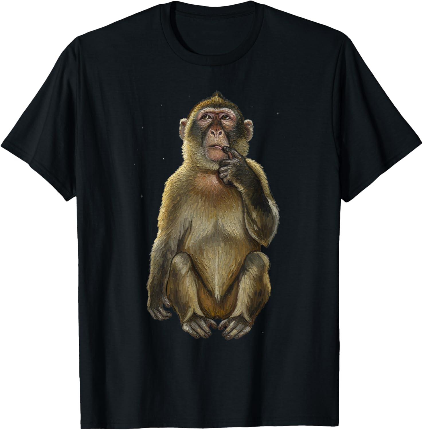 Funny Thinking Monkey Memes Brainrot T-Shirt - T-Shirt | Black