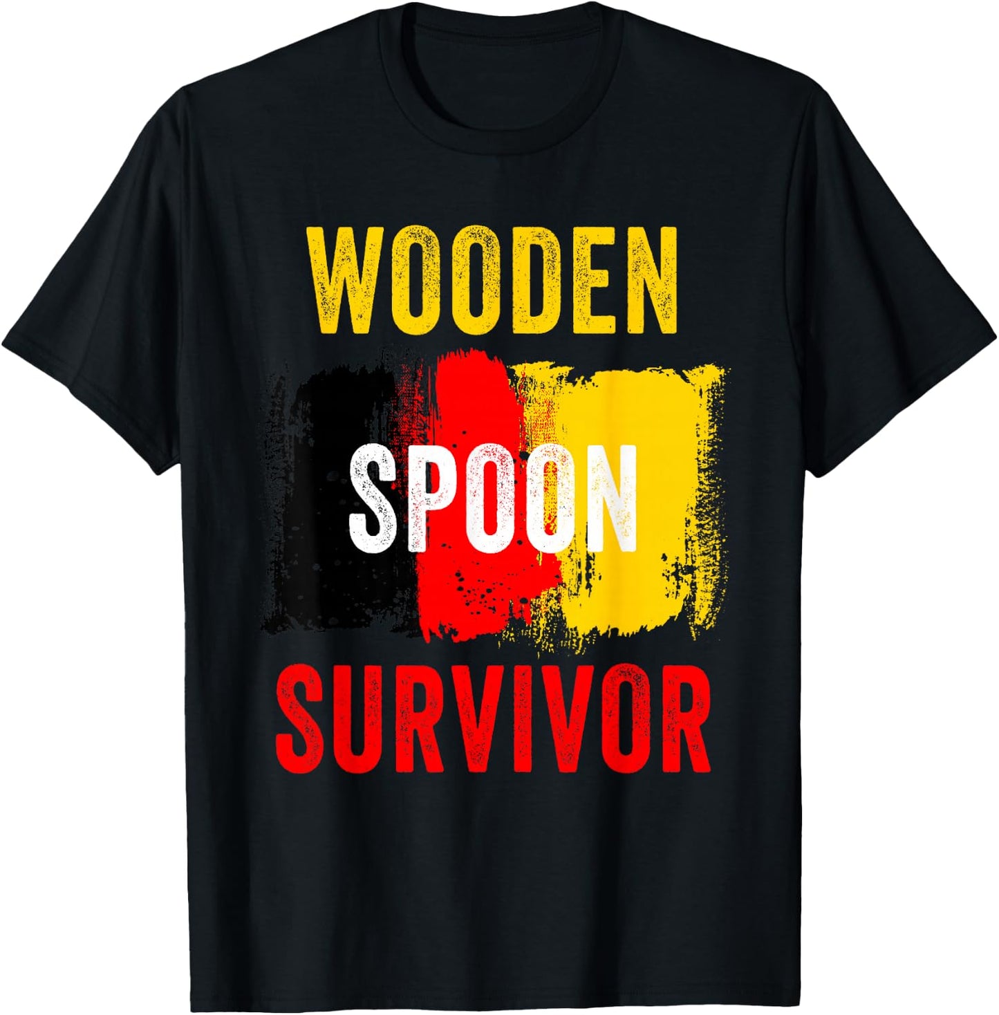 Wooden Spoon Survivor – Germany Flag Funny Childhood Quote T-Shirt - T-Shirt | Black