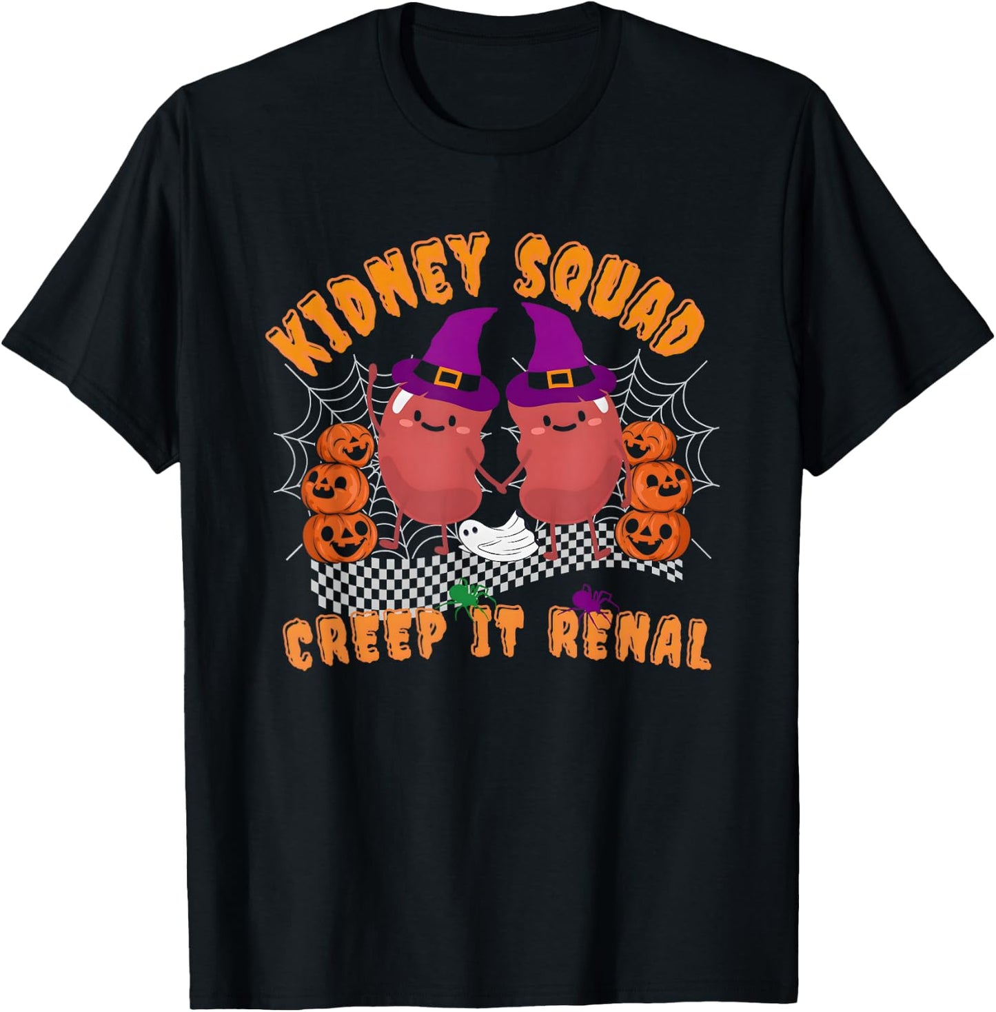 Halloween Kidney Retro Dialysis Kidney Health Gift Kidney T-Shirt - T-Shirt | Black