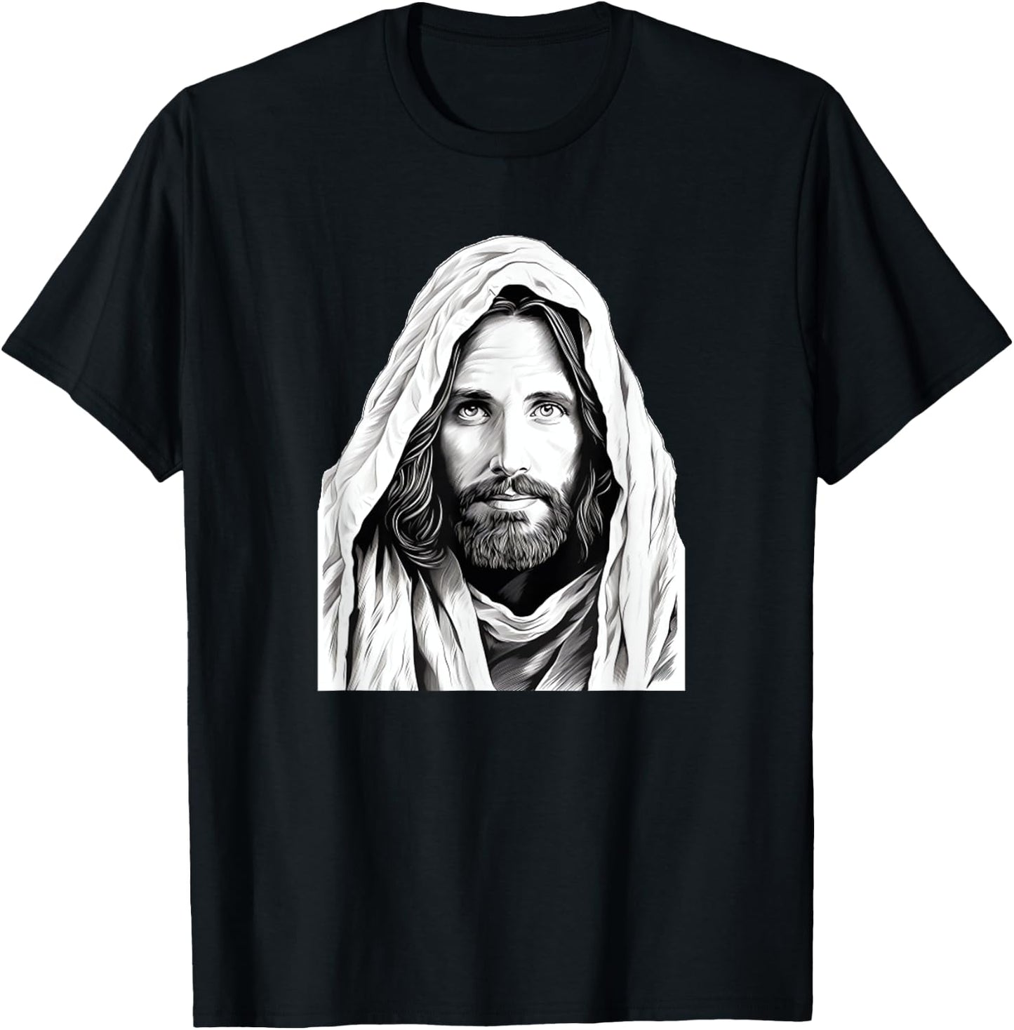 Jesus Christ Bible Sketch Face Of Jesus Funny Meme T-Shirt - T-Shirt | Black