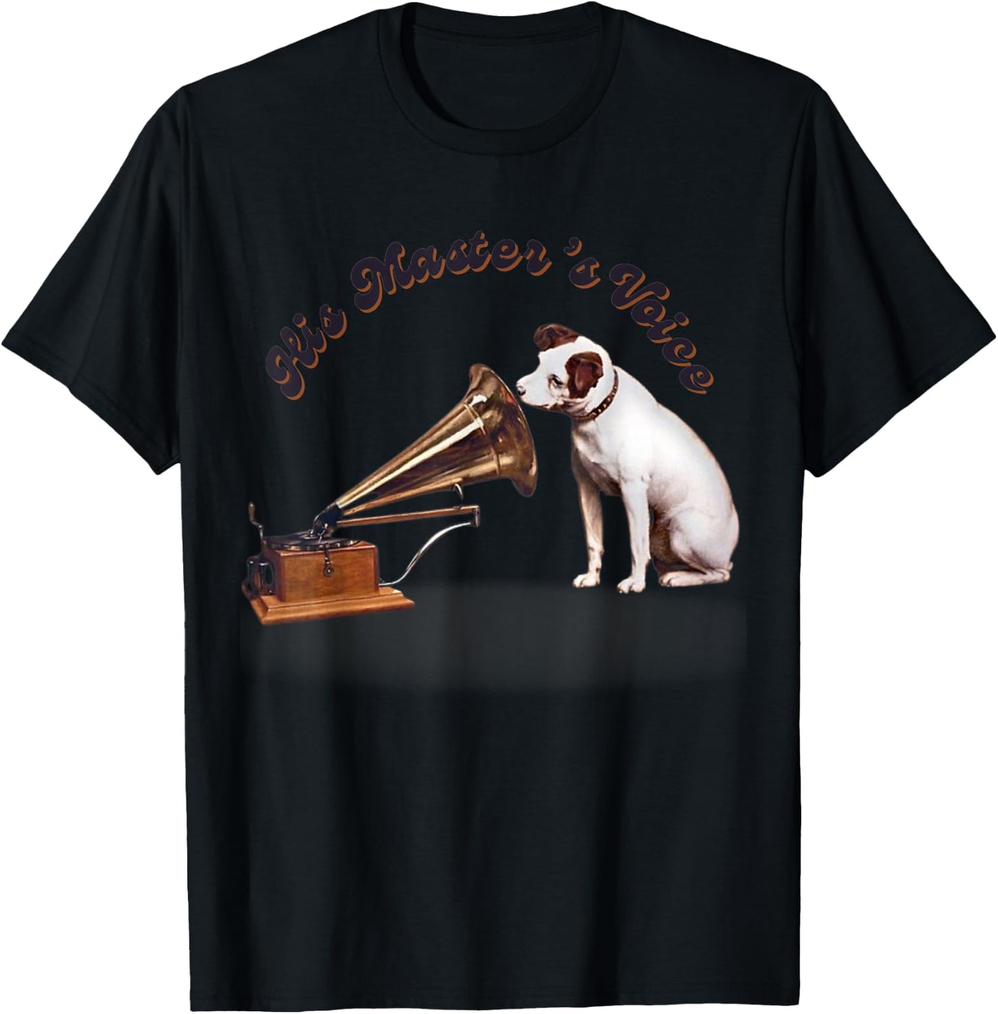 JRT Designs His Master's Voice RCA Victor Nipper Dog , Small, Black T-Shirt - T-Shirt | Black