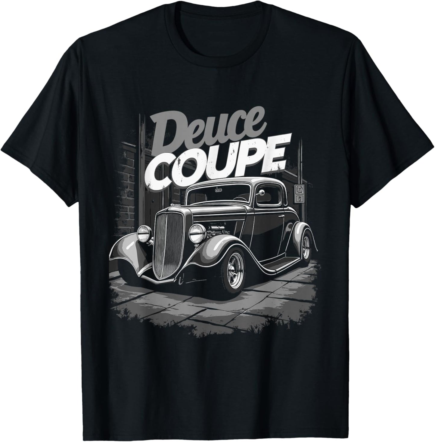 1932 Retro Hot Rod car graphic Deuce Coupe 3 window T-Shirt - T-Shirt | Black