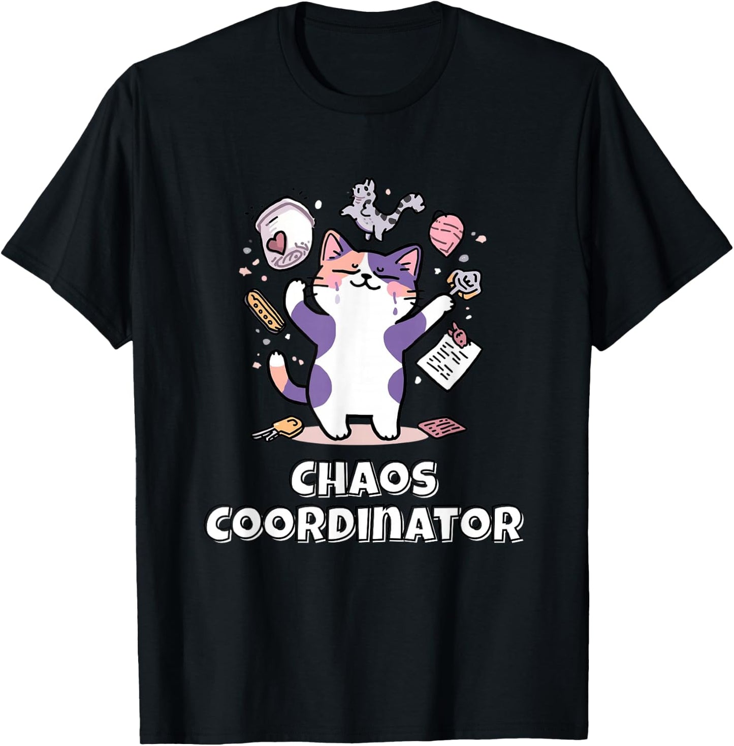 Chaos Coordinator Calico Cat T-Shirt - T-Shirt | Black