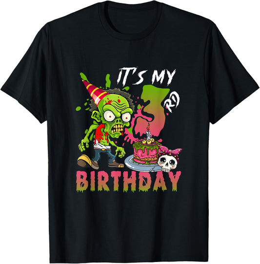 It's My 3rd Birthday Zombie Lover 3 Year Old Horror Bday T-Shirt - T-Shirt | Black