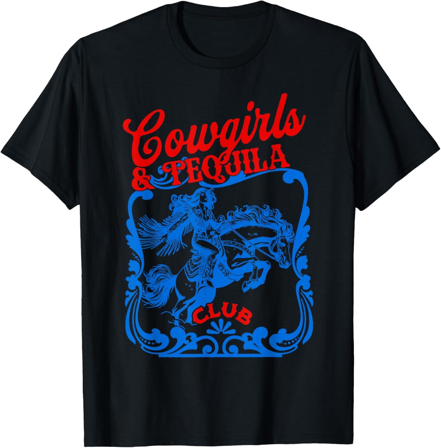 Cowgirls And Tequila Vintage Cocktail Funny Tequila Drinking T-Shirt - T-Shirt | Black