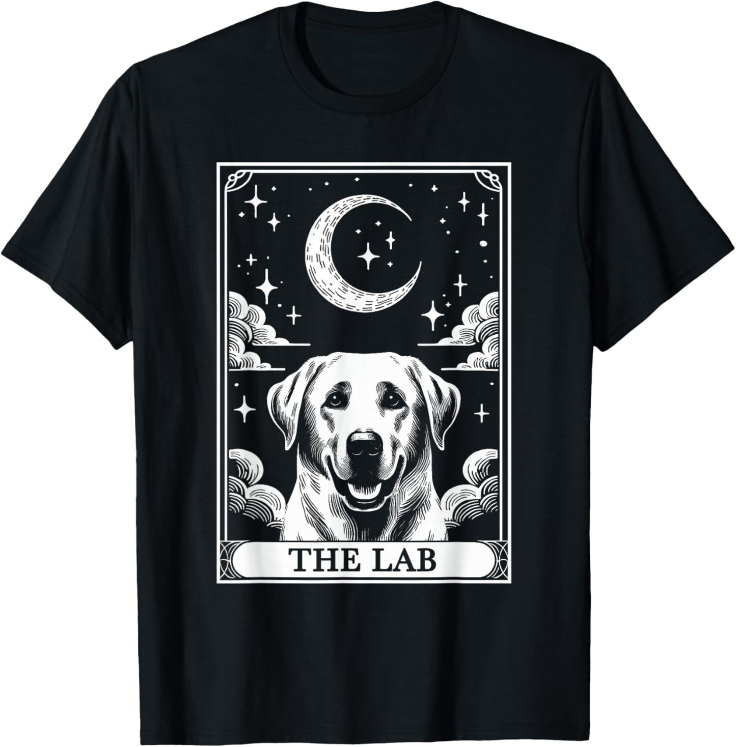 Tarot Card Vintage Crescent Moon Labrador Retriever Dog Mom T-Shirt - T-Shirt | Black