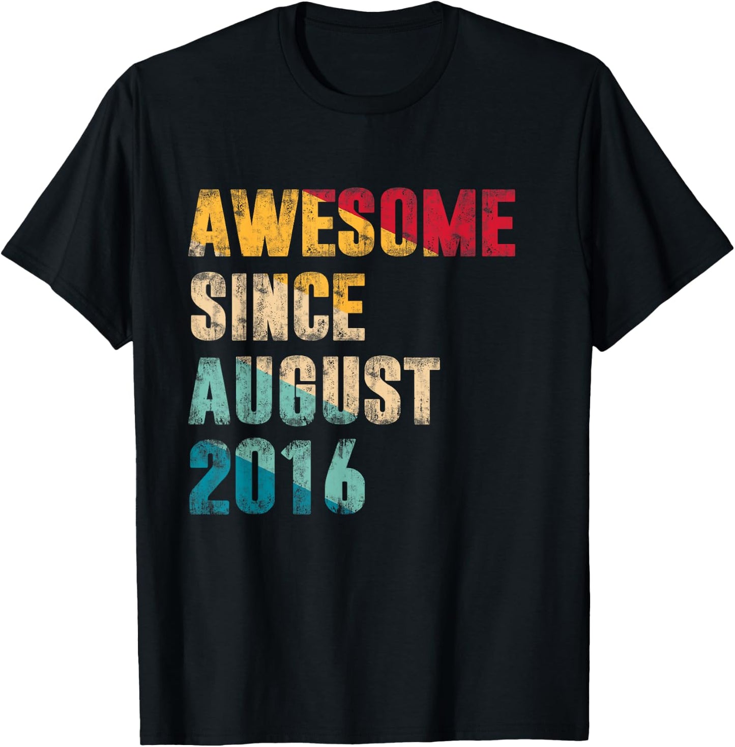 8 Years Old Bday Gift Awesome Since August 2016 8th Birthday T-Shirt - T-Shirt | Black