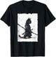 Vintage Samurai Cat Graphic Art Japanese Ukiyo-e T-Shirt - T-Shirt | Black