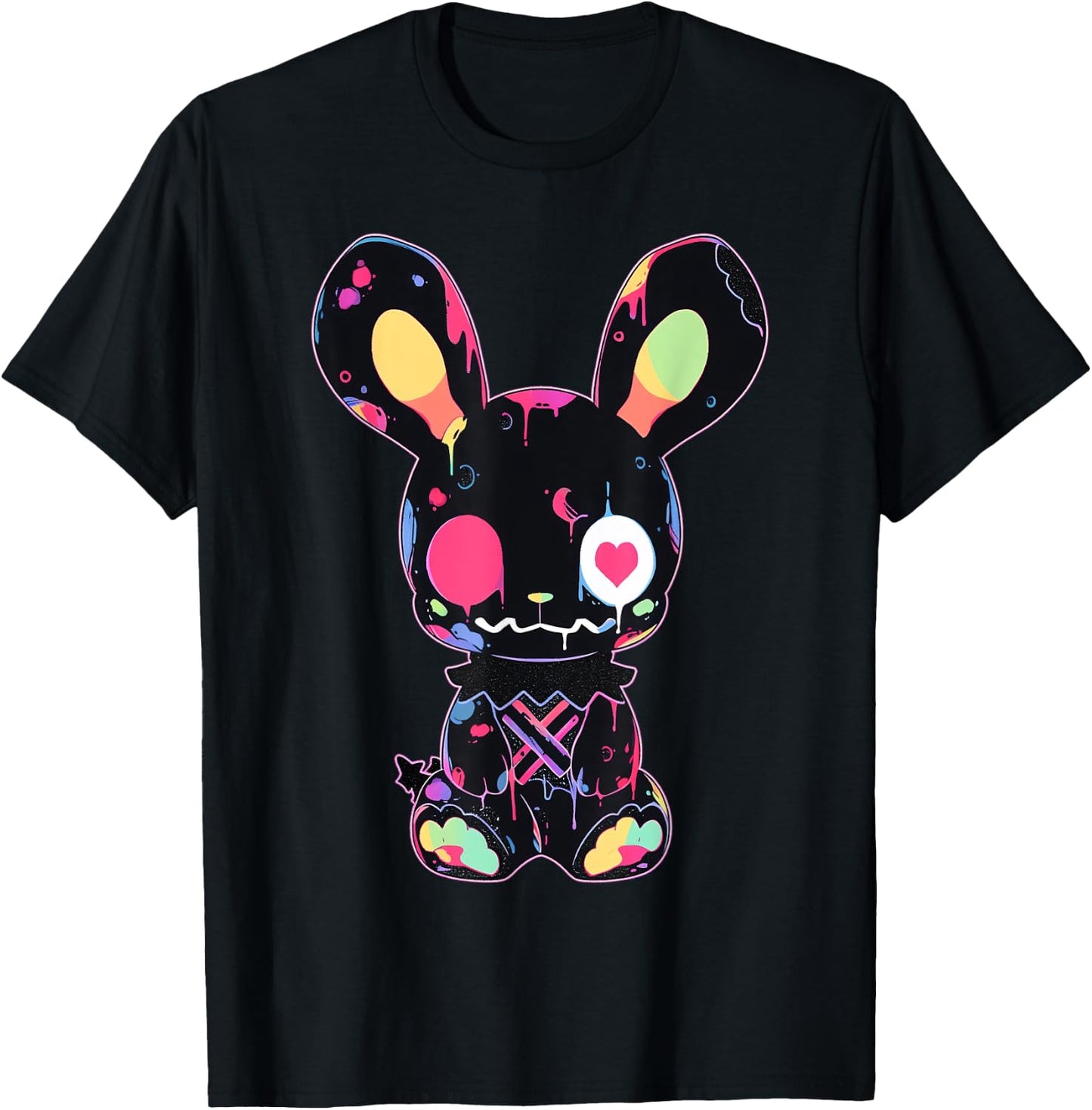Goth Bunny Kawaii Rabbit Cute Gothic Outfit E-Girl Grunge T-Shirt - T-Shirt | Black