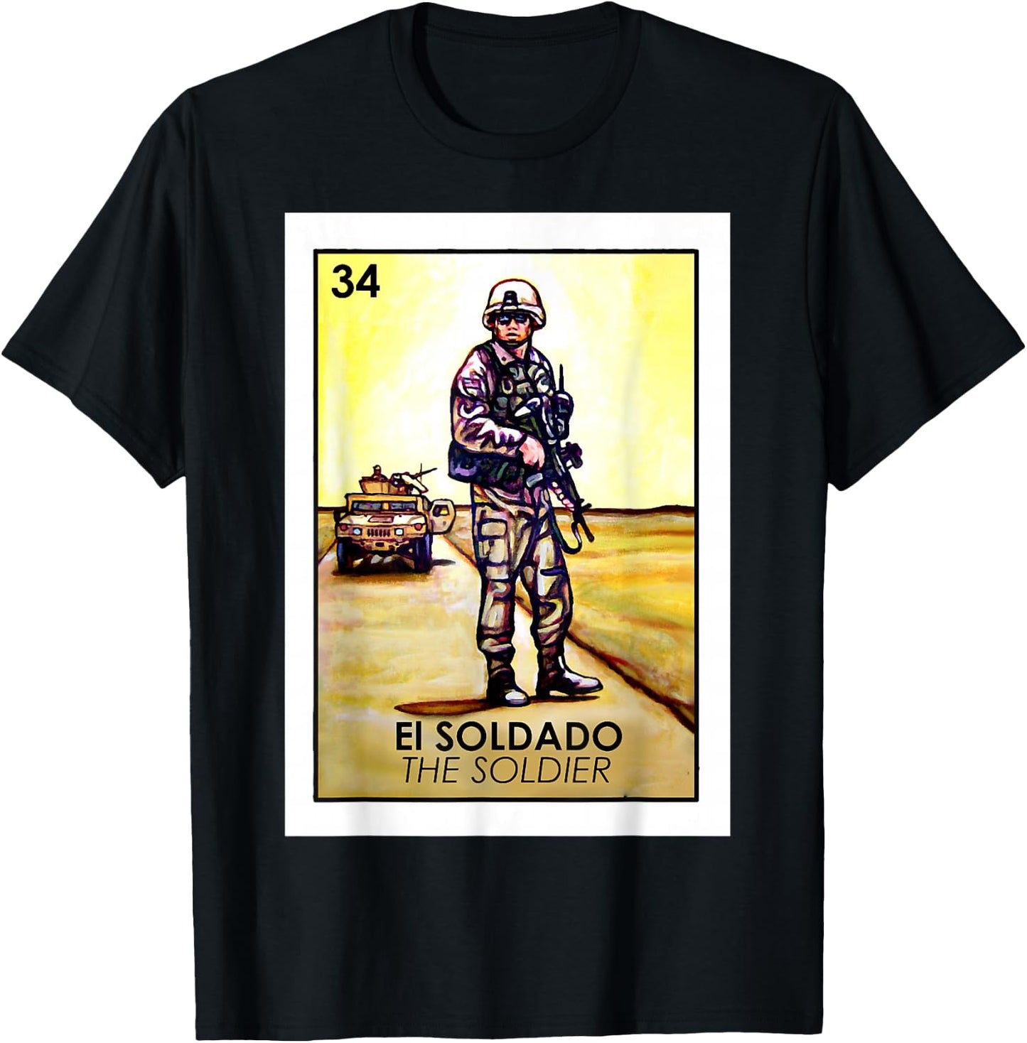 El Soldado Card Mexican Lottery Card T-Shirt - T-Shirt | Black