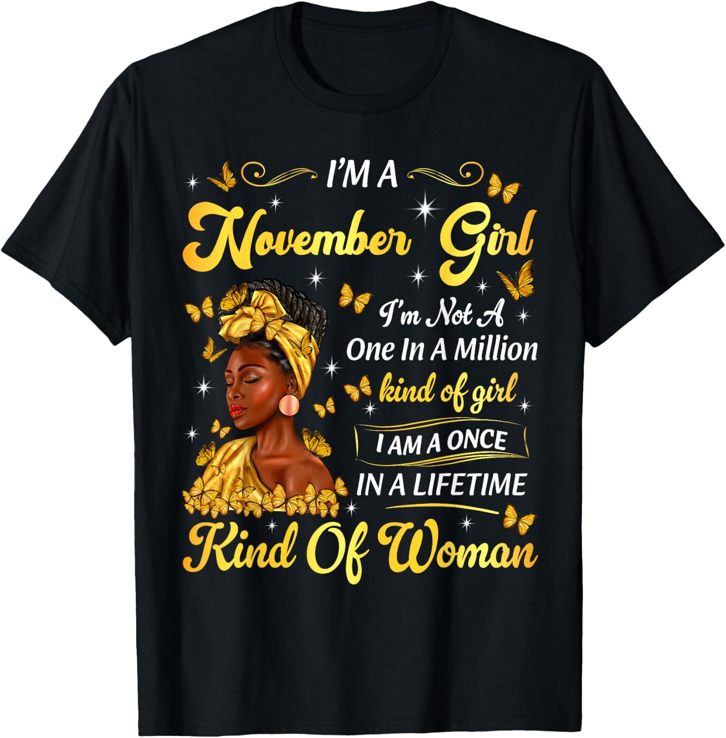 November Afro Girl African American Birthday Black Women T-Shirt - T-Shirt | Black
