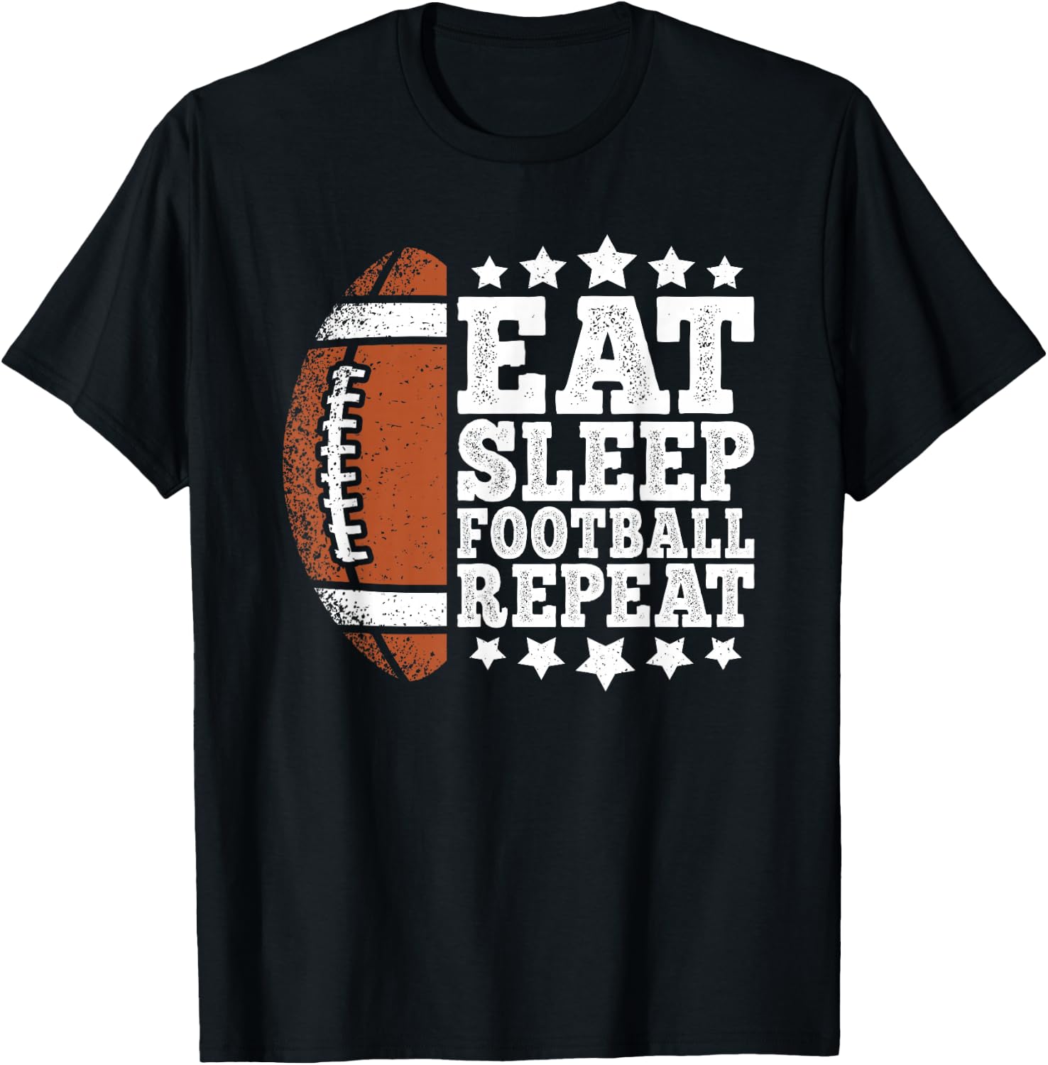 Eat Sleep Football Repeat American Football Men Boys Kids T-Shirt - T-Shirt | Black